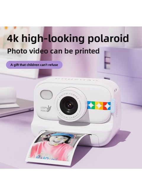 Explosions Children's Camera Photographable Printable Toy HD Polaroid Digital Camera Direct Sales-Color:S9 White (including 3 Rolls Of Color Printing Paper) + 64g Memory Card