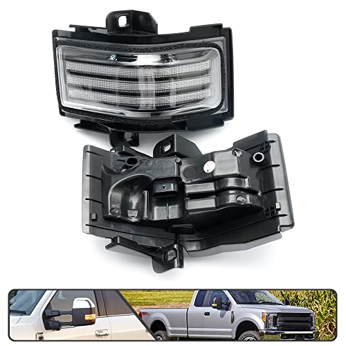 Mingrui test 2Pcs Sequential LED Side Mirror Marker Light for Ford F150 2015-2023, F250 F350 F450 F550 Super Duty 2017-2023 Amber Dynamic Blinker Indicator Turn Signal Light White Driving/Running Light Clear Lens - Image 3