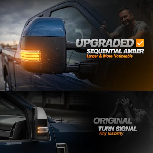 Mingrui test 2Pcs Sequential LED Side Mirror Marker Light for Ford F150 2015-2023, F250 F350 F450 F550 Super Duty 2017-2023 Amber Dynamic Blinker Indicator Turn Signal Light White Driving/Running Light Clear Lens - Image 5