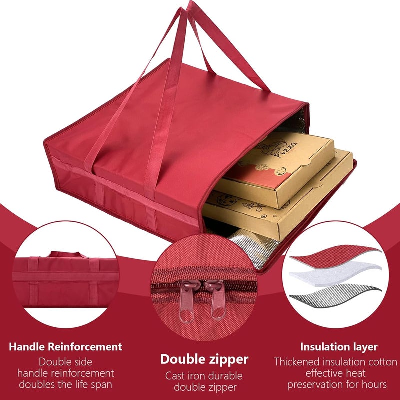 Yalin XXXL Large Insulated Cooler Bag, Styrofoam Cooler of Keep Food Hot or Cold, Reusable Double Zipper Food Delivery Bag for Grocery Shopping, 23" W x 15" H x 14" D (Red, 20" W x 20" D x 6" H) - Image 5
