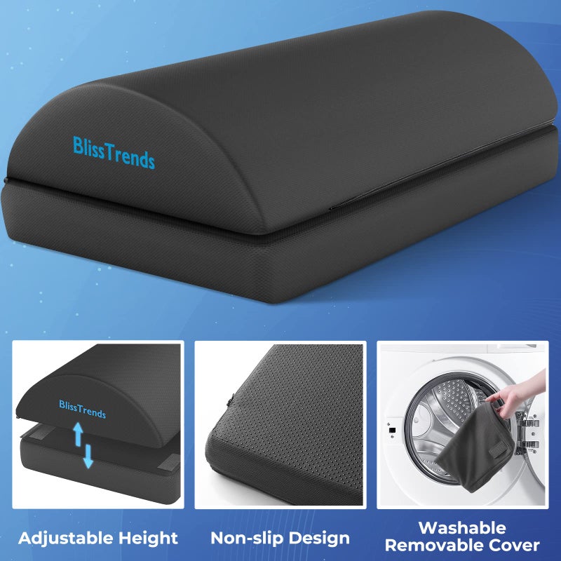BlissTrends Foot Rest for Under Desk at Work-Versatile Foot Stool with Washable Cover-Comfortable Footrest with 2 Adjustable Heights for Car,Home and Office to Relieve Back,Lumbar,Knee Pain-Gray Long - Image 4