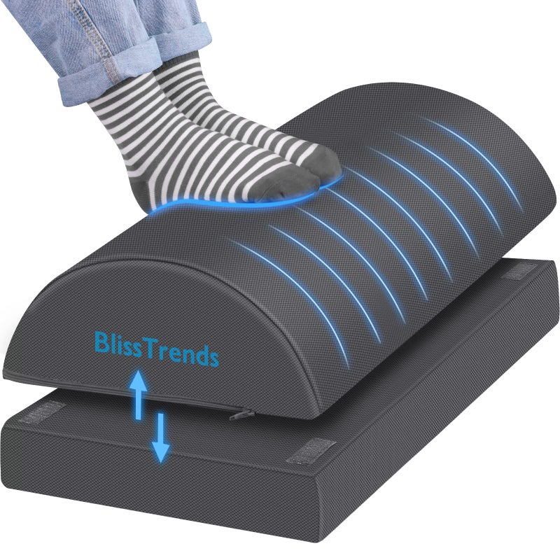 BlissTrends Foot Rest for Under Desk at Work-Versatile Foot Stool with Washable Cover-Comfortable Footrest with 2 Adjustable Heights for Car,Home and Office to Relieve Back,Lumbar,Knee Pain-Gray Long - Image 1