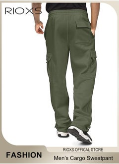 RIOXS Comfortable Joggers for Men, Casual Work Trousers, Cargo Jogging Tracksuit Bottoms, Drawstring Sweatpants with Multiple Pockets, Loose Cargo Sweatpants, Suitable for Outdoor Activities and Daily Leisure  - Image 4