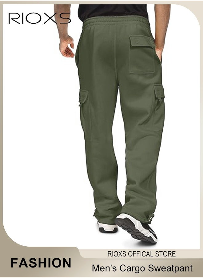 RIOXS - Comfortable Joggers for Men, Casual Work Trousers, Cargo Jogging Tracksuit Bottoms, Drawstring Sweatpants with Multiple Pockets, Loose Cargo Sweatpants, Suitable for Outdoor Activities and Daily Leisure - Image 1