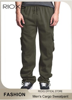 RIOXS Comfortable Joggers for Men, Casual Work Trousers, Cargo Jogging Tracksuit Bottoms, Drawstring Sweatpants with Multiple Pockets, Loose Cargo Sweatpants, Suitable for Outdoor Activities and Daily Leisure  - Image 1