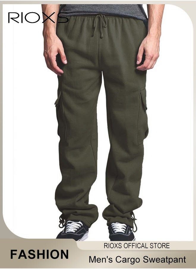 RIOXS - Comfortable Joggers for Men, Casual Work Trousers, Cargo Jogging Tracksuit Bottoms, Drawstring Sweatpants with Multiple Pockets, Loose Cargo Sweatpants, Suitable for Outdoor Activities and Daily Leisure - Image 1