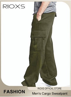 RIOXS Comfortable Joggers for Men, Casual Work Trousers, Cargo Jogging Tracksuit Bottoms, Drawstring Sweatpants with Multiple Pockets, Loose Cargo Sweatpants, Suitable for Outdoor Activities and Daily Leisure  - Image 2