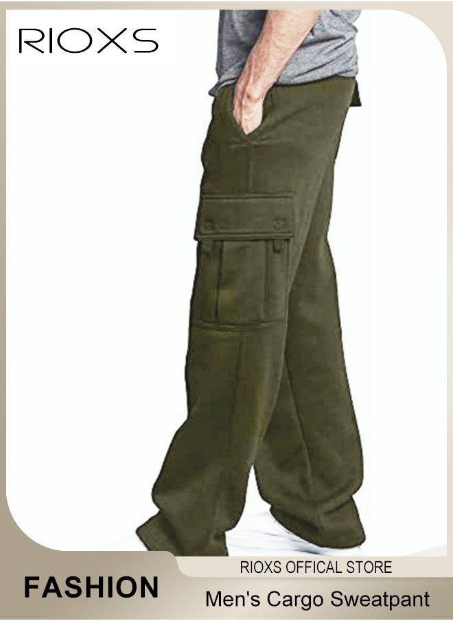 RIOXS - Comfortable Joggers for Men, Casual Work Trousers, Cargo Jogging Tracksuit Bottoms, Drawstring Sweatpants with Multiple Pockets, Loose Cargo Sweatpants, Suitable for Outdoor Activities and Daily Leisure - Image 1