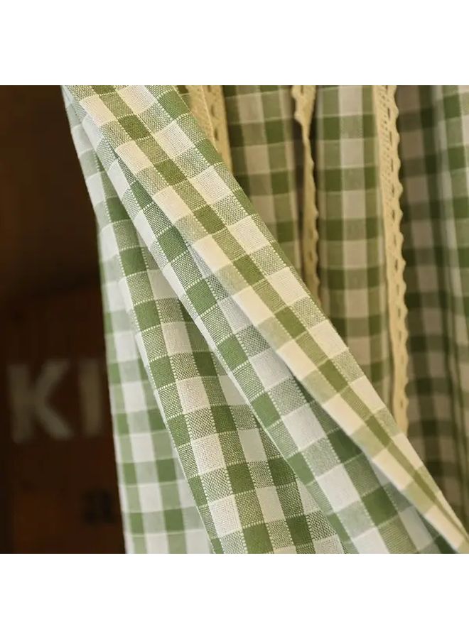 Green Plaid Gingham Curtain 53x59 Inch Semi Blackout for Farmhouse Living Room - Image 4