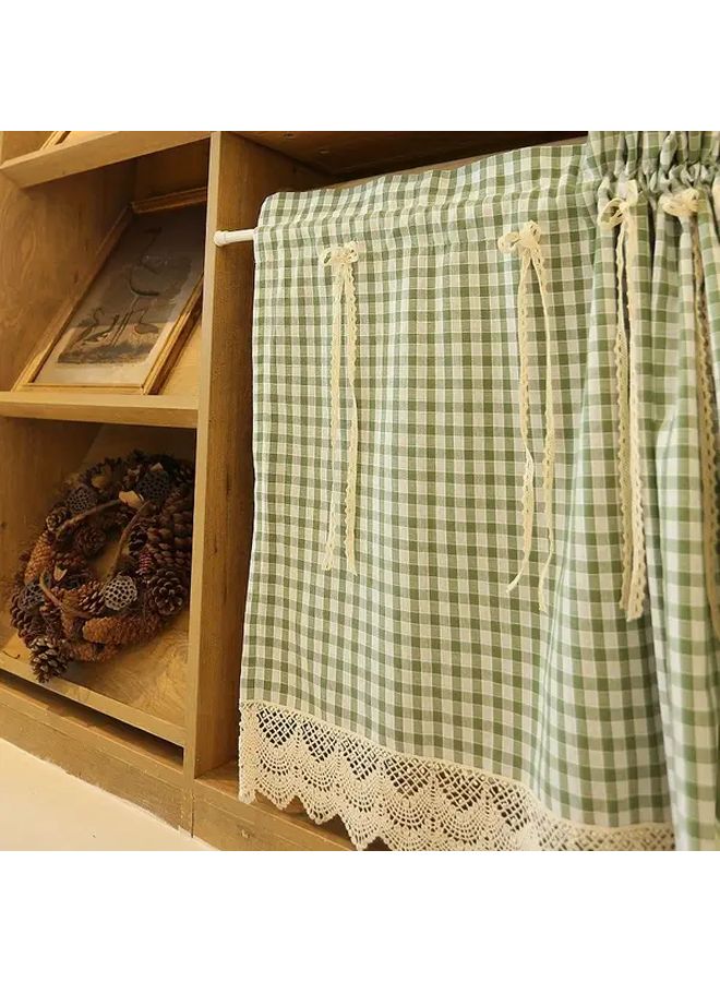 Green Plaid Gingham Curtain 53x59 Inch Semi Blackout for Farmhouse Living Room - Image 2