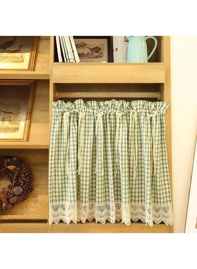 Green Plaid Gingham Curtain 53x59 Inch Semi Blackout for Farmhouse Living Room - Image 1