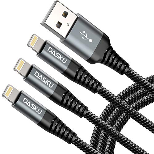 Dasku Lightning Cable 3ft 3Pack [Apple MFi Certified] Nylon Braided iPhone Charger Cable Heavy Duty Charging cord Compatible with iPhone 14/13/12/11/Pro Max/X/Xs Max/Xr /8 Plus/ 7 Plus/ 6 Plus/iPad Mini/Air - Image 1