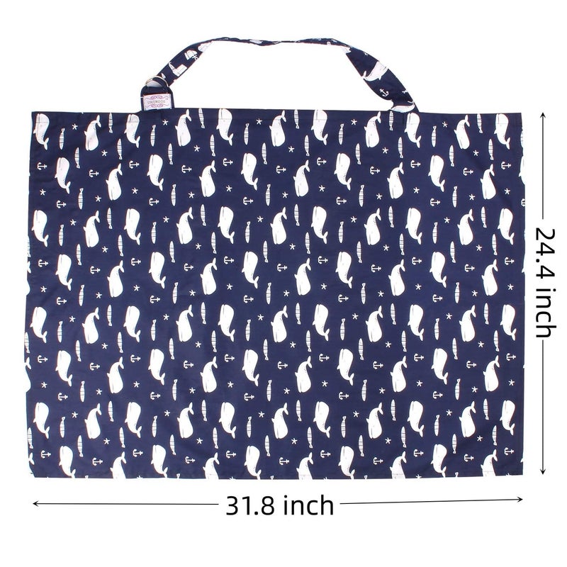 UHINOOS Nursing Cover for Mom Breastfeeding, Baby Privacy Nursing Covers Up Breathable Cotton with Ajustable Hoop for Mother (Blue) - Image 3