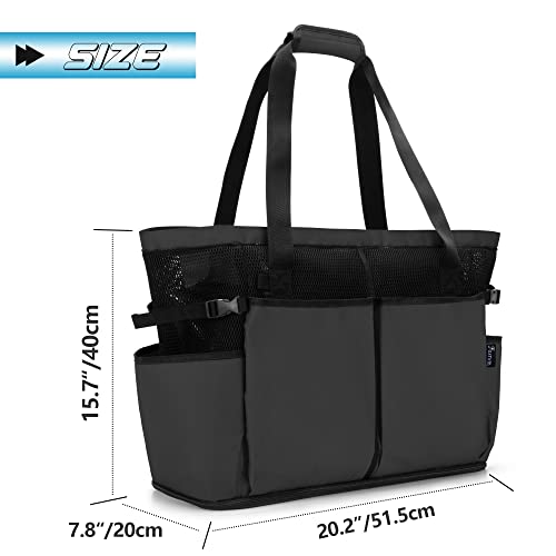 Fasrom Extra Large Mesh Beach Bag with Zipper Bottom, Oversized Tote Bag for Pool, Travel and Boating (Empty Bag Only, Patent Design), Black - Image 5