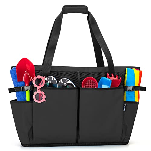 Fasrom Extra Large Mesh Beach Bag with Zipper Bottom, Oversized Tote Bag for Pool, Travel and Boating (Empty Bag Only, Patent Design), Black - Image 1