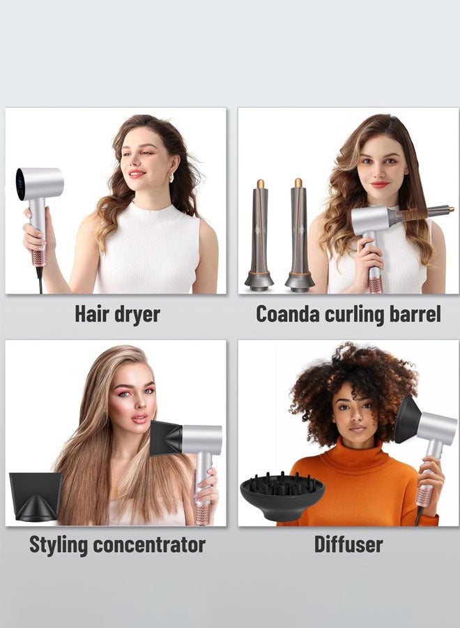 umar Hair Dryer & Hair Curler Set,Professional Ionic Hair Dryer with Touch Screen Display,Fast Drying Blower Hair Dryer with Thermo-Control, Low Noise, Includes Hair Diffuser,Concentrator and Hair Curler for Perfect Styling,White - Image 5