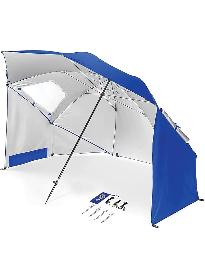 CCOVERY Beach Tent Umbrella Camping Sun Shelters SPF 50+++ Portable Sunshade Tent Umbrella With Window Beach Umbrella for Camping and Sports Events Blue 2.4m - Image 1