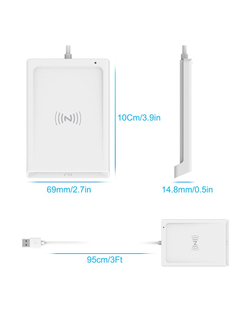 Generic - Contact NFC Dual Smart Card Reader for IC ID Banking White - Image 1
