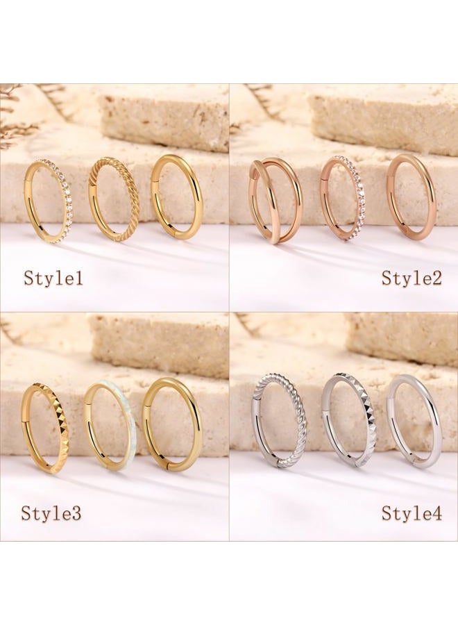 AROWRO Nose Rings Hoops 3 Pcs Conch Piercing Jewelry Surgical Steel Cartilage Earrings for Women Men 20G 18G 16G Septum Rings Helix Daith Rook Tragus Piercing Jewelry, 16g(1.2mm)-10mm, Metal, no - Image 5
