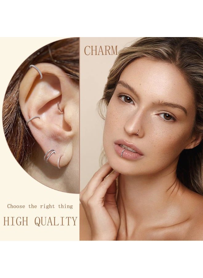 AROWRO Nose Rings Hoops 3 Pcs Conch Piercing Jewelry Surgical Steel Cartilage Earrings for Women Men 20G 18G 16G Septum Rings Helix Daith Rook Tragus Piercing Jewelry, 16g(1.2mm)-10mm, Metal, no - Image 3