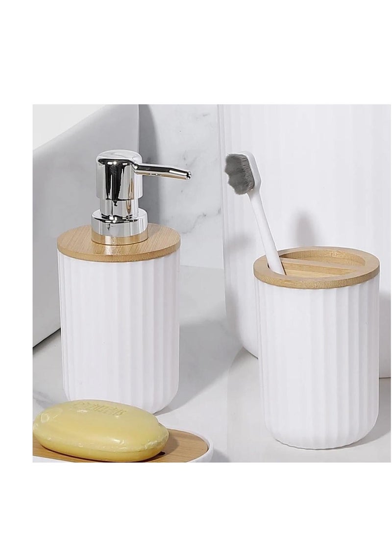 Generic - A set of 6 pieces consisting of (a basket with a wooden lid + a toilet brush on the base + a toothbrush holder + soap + a shower dispenser + a multi-use dispenser) - Image 1