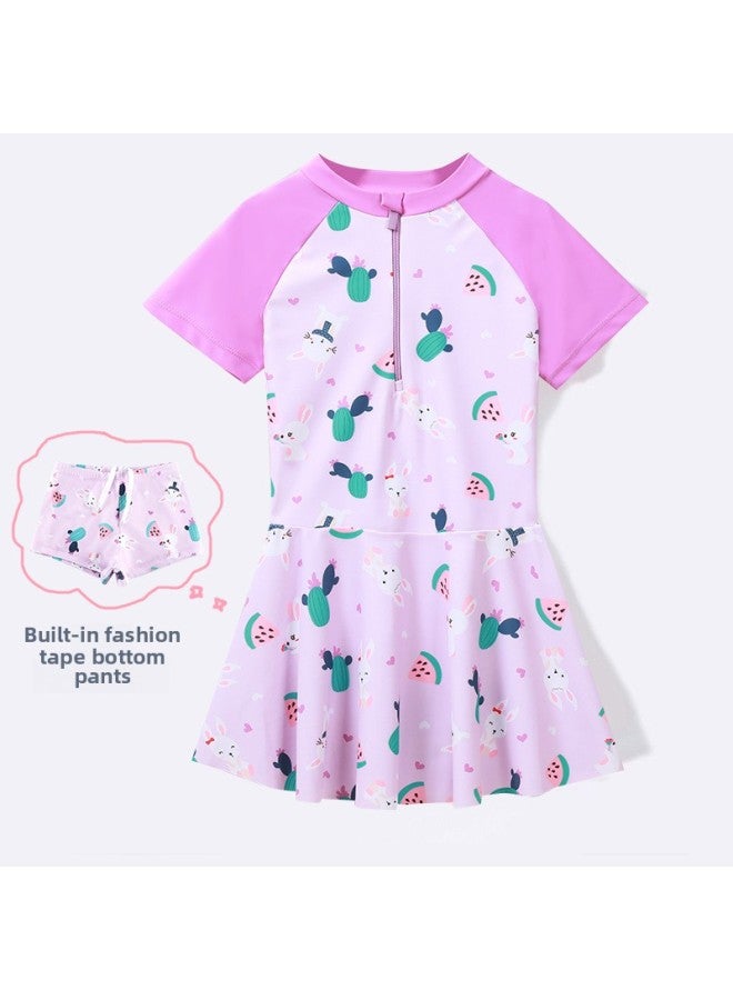 Children's Swimwear Girls' Swimwear 6-year-old Swimwear Ins Sunscreen Quick-drying Baby's Split Swimwear Hot Spring-Color:YYDS002 Paragraph- - Image 3