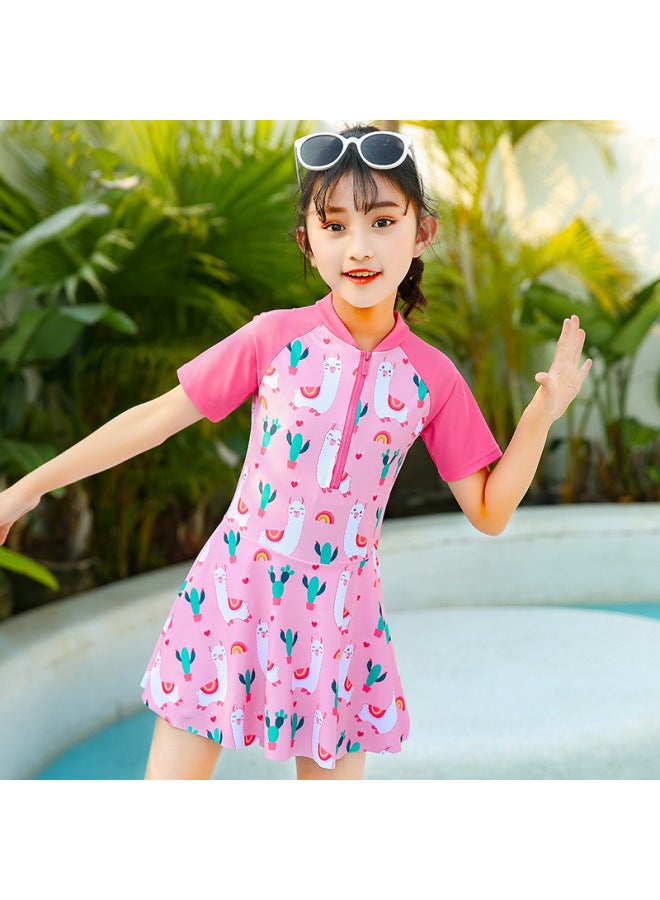 Children's Swimwear Girls' Swimwear 6-year-old Swimwear Ins Sunscreen Quick-drying Baby's Split Swimwear Hot Spring-Color:YYDS002 Paragraph- - Image 4