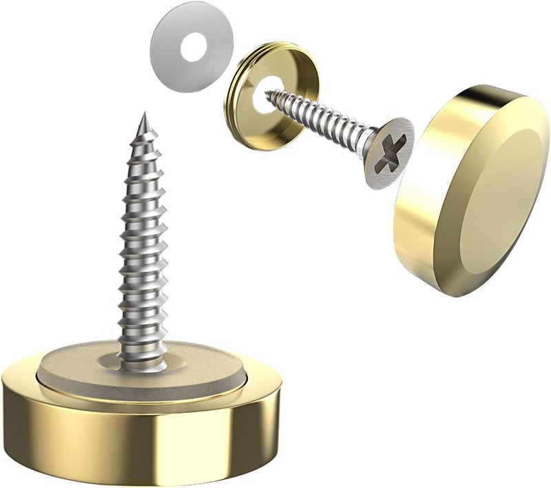 Aopin Mirror Screw Cap, Decorative Screws Cover Fasteners for Sign/Advertising Hardware Nails/Construction, Polished Shiny Gold, Round Bevel Edge, 16mm, 2Pcs - Image 1