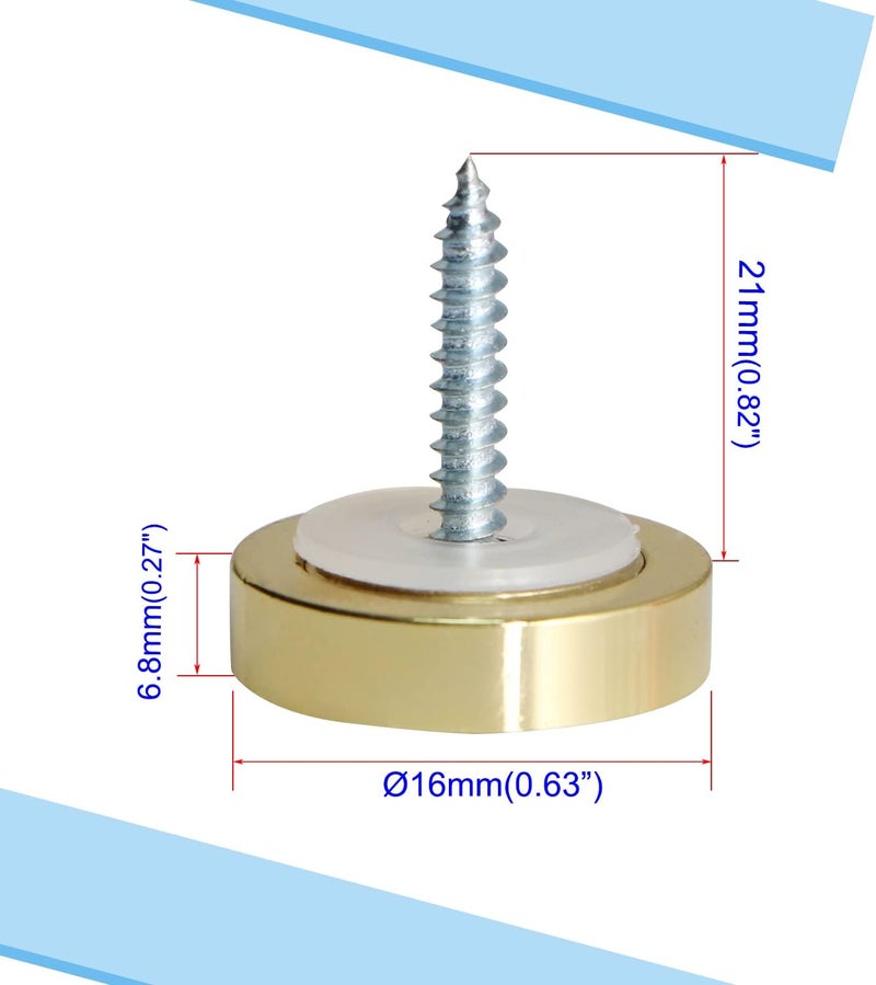 Aopin Mirror Screw Cap, Decorative Screws Cover Fasteners for Sign/Advertising Hardware Nails/Construction, Polished Shiny Gold, Round Bevel Edge, 16mm, 2Pcs - Image 2
