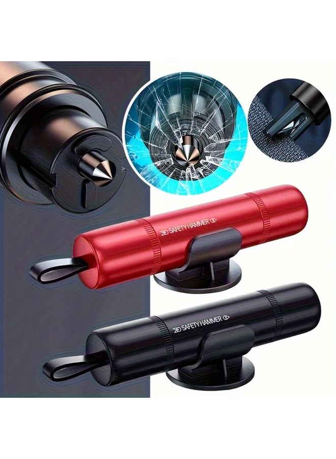 Black 3Pcs Car Safety Hammer Set With Window Breaker Seatbelt Cutter Emergency Escape Tool - Image 1