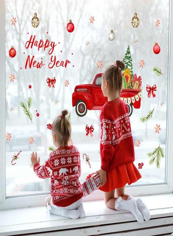 Amtoodopin Christmas Wall Decals Red Truck Wall Stickers Winter Holiday Sticker Mural Xmas Home Decoration Removable Vinyl DIY Wall Art for Bedroom Christmas Party Decor - Image 5
