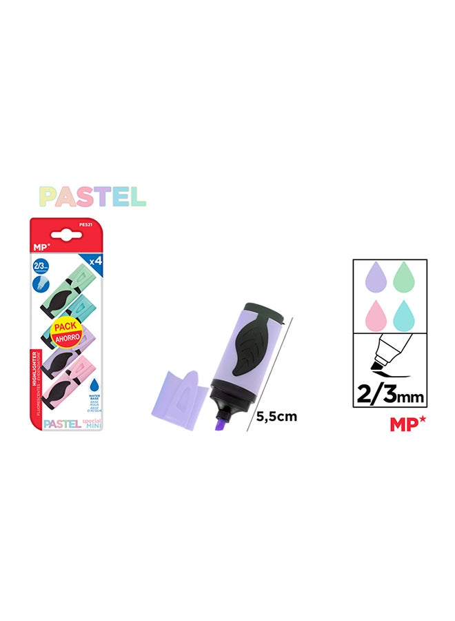 MP قلم تحديد صغير برأس إزميل 2.0 - 3.0 مم، 4 ألوان