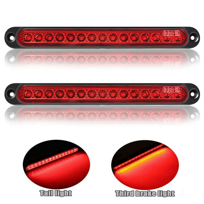FABOOD F 2 Pack 10" 15 LED Trailer Brake Tail Light Bar Stop Turn Tail Lights Assembly Identification Clearance Strip Red Light Waterproof for Truck RV UTV ATV Duty Marine Boats Trucks Pickups - Image 4