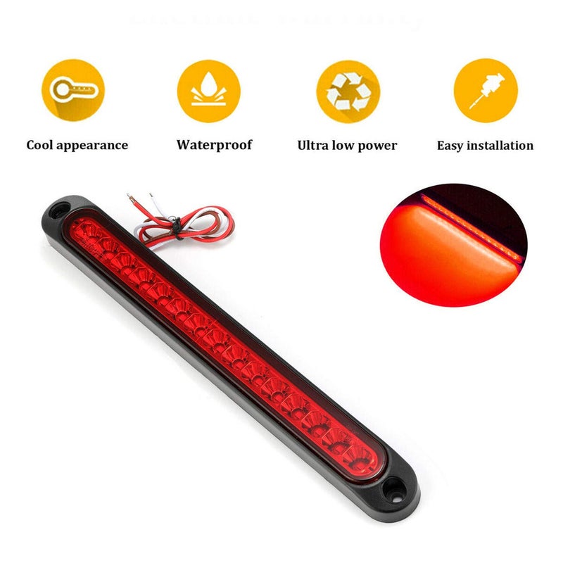 FABOOD F 2 Pack 10" 15 LED Trailer Brake Tail Light Bar Stop Turn Tail Lights Assembly Identification Clearance Strip Red Light Waterproof for Truck RV UTV ATV Duty Marine Boats Trucks Pickups - Image 5