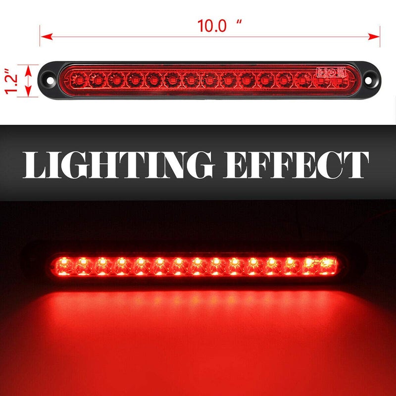 FABOOD F 2 Pack 10" 15 LED Trailer Brake Tail Light Bar Stop Turn Tail Lights Assembly Identification Clearance Strip Red Light Waterproof for Truck RV UTV ATV Duty Marine Boats Trucks Pickups - Image 3