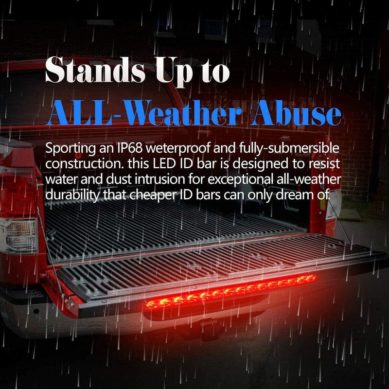 FABOOD F 2 Pack 10" 15 LED Trailer Brake Tail Light Bar Stop Turn Tail Lights Assembly Identification Clearance Strip Red Light Waterproof for Truck RV UTV ATV Duty Marine Boats Trucks Pickups - Image 2