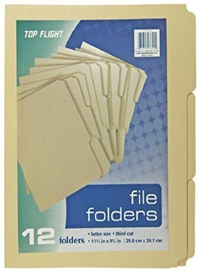 Top Flight E-Z File Folders, 9.5 x 12 Inches, 9.5 Point, Manila, Third Cut, Set of 12 Folders (4611414) - Image 1