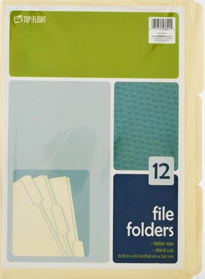 Top Flight E-Z File Folders, 9.5 x 12 Inches, 9.5 Point, Manila, Third Cut, Set of 12 Folders (4611414) - Image 2