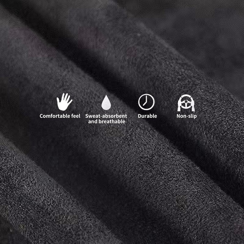 Qiyibei Suede Leather Steering Wheel Cover, DIY Stitch-On Wrap with Needle & Thread, Breathable Cowhide, Fits 16-17 Inch, Non-Slip Dark Gray,Comfortable to The Touch, Year-Round Use - Image 4