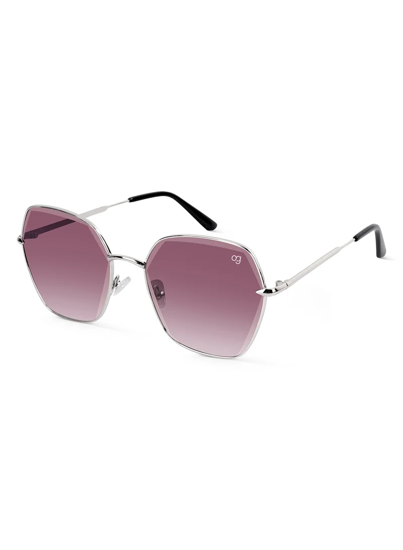 Woggles Latest & Stylish UV Protected Purple Hexagonal Sunglasses for Women