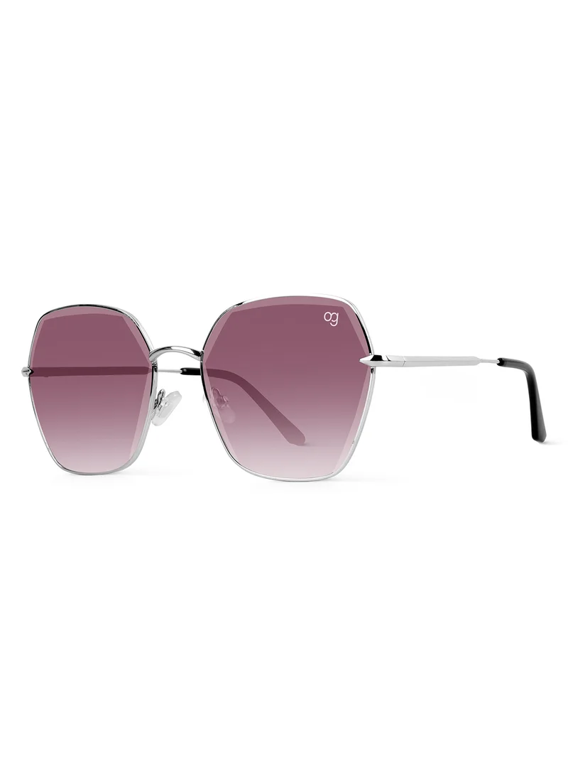 Woggles Latest & Stylish UV Protected Purple Hexagonal Sunglasses for Women
