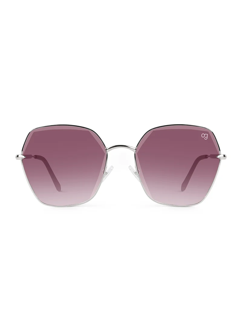Woggles Latest & Stylish UV Protected Purple Hexagonal Sunglasses for Women