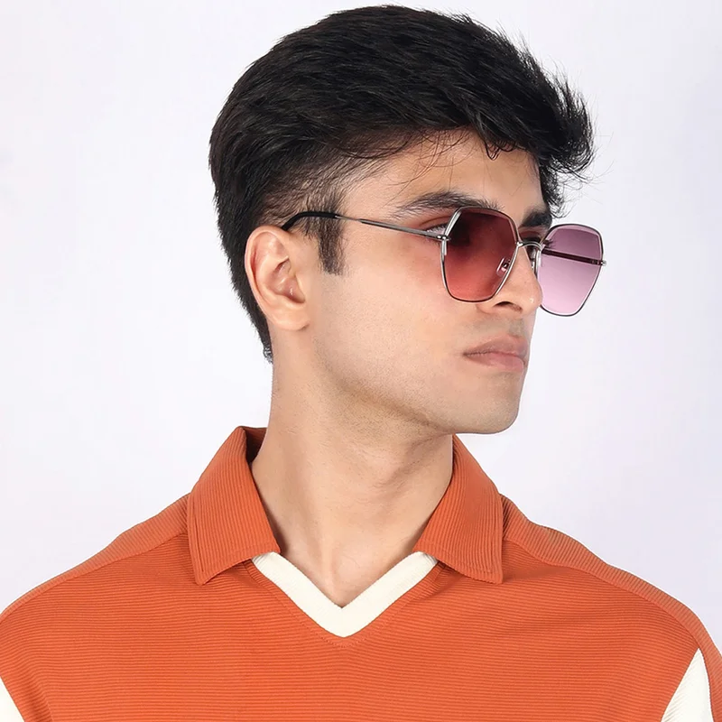 Woggles Latest & Stylish UV Protected Purple Hexagonal Sunglasses for Women