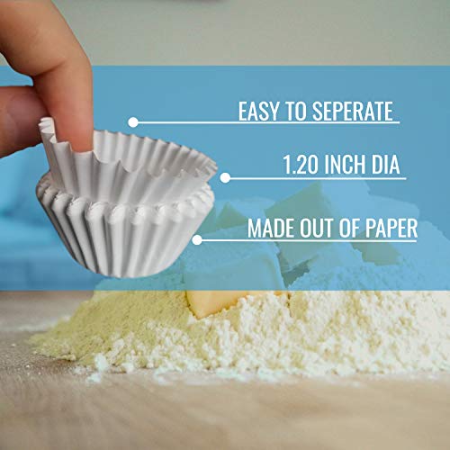 KPKitchen White Mini Cupcake Liners - 300-Pack - Mini Cups Sized Paper Cupcake Wrappers - Fits Perfectly Any Muffin Baking Pan - Cup Cake Liner for Cupcakes, Muffins, Keto Fat Bombs & Cheesecakes - Image 4