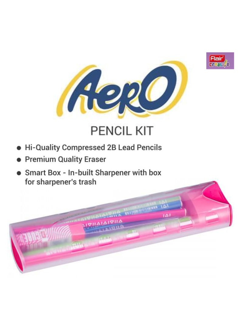 فلير مجموعة FLAIR Creative Series Aero Pencil الذكية | أقلام الرصاص الملونة 2B | صندوق ممتع وعملي | مجموعة أدوات مكتبية مثالية للهدايا | مجموعة مكونة من 10 أقلام رصاص خشبية وممحاة ومبراة مدمجة. لون القرنفل - Image 3