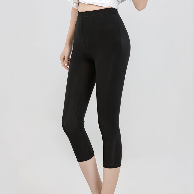 Capri Leggings for Women Multi Occasion Workout Yoga Travel Casual Home Gray M - Image 2