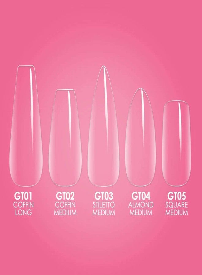 Kiara Sky Gelly Tips | Soak Off Soft Gel Nail Extensions | 500 pieces - 10 Sizes | Coffin Long - Image 2
