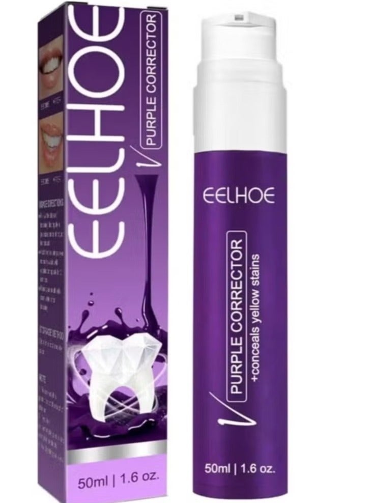 EELHOE Color Corrector Toothpaste 50ml, Tooth Paste for Teeth Whitening, Yellow Teeth Cleaning, Colour Corrector and Effective Stains Removal, Oral Hygiene Care and Health - Image 1