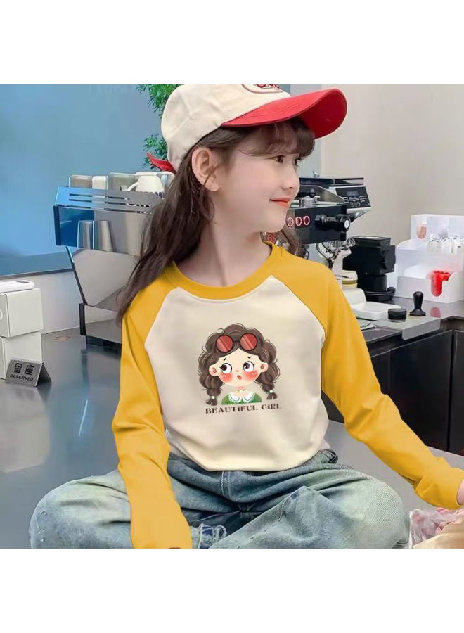 Girls' Fashion Long-sleeve Double-sided Color-block Thermal Inner Top For Older Children, 2025 Autumn And Winter Trendy Base Shirt - Image 4