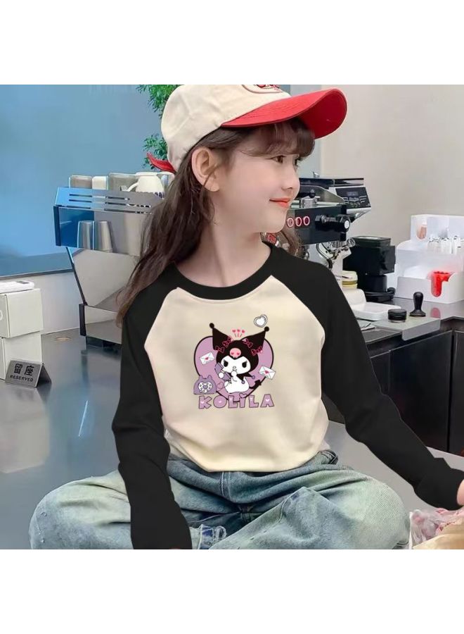 Girls' Fashion Long-sleeve Double-sided Color-block Thermal Inner Top For Older Children, 2025 Autumn And Winter Trendy Base Shirt - Image 3